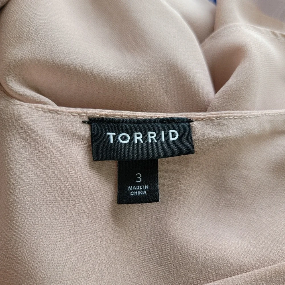 Torrid Womens Plus‎ Size 3X Blush Pink Chiffon Tiered Cami Top Adjustable Straps - Picture 4 of 7